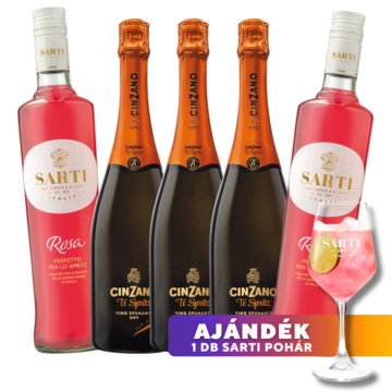 Sarti Spritz Csomag (2x Sarti Rosa + 3x Cinzano To Spritz + Ajándék pohár)