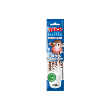 QUICK MILK ÍZESÍTETT SZÍVÓSZÁL CSOKi - kókusz (5X6 G)