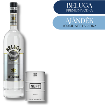 Beluga vodka + ajándék kis hordós NEFT csomag