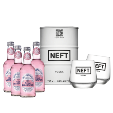 NEFT vodka &amp;amp; Fentimans Rose Lemonade csomag ajándék NEFT pohárral