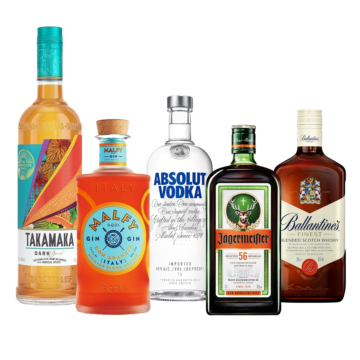 Házibuli csomag - Nyárbúcsúztató (nyár legjobb ízei) - INGYENES KISZÁLLÍTÁS (Takamaka Dark Spiced Rum 0,7l + Malfy Gin Con Arancia 0,7l + Absolut Blue Vodka 0,7l  + Jägermeister 0,7l + Ballantine&#039;s Whisky 0,7l)