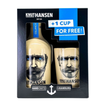 Knut Hansen Dry gin díszdobozban 1 pohárral  (2x0,5L | 42%)