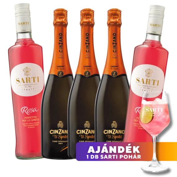 Sarti Spritz Csomag (2x Sarti Rosa + 3x Cinzano To Spritz + Ajándék pohár)