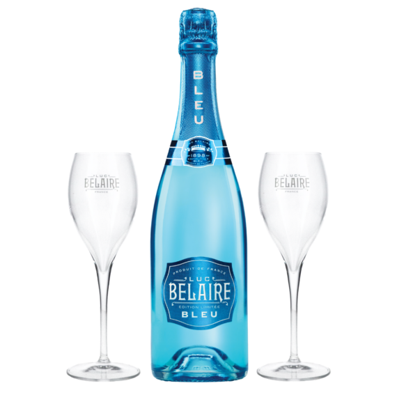 Luc Belaire BLEU Editión Limitée (0,75L | 12,5%)  + Ajándék 2 db Belaire pezsgős pohár