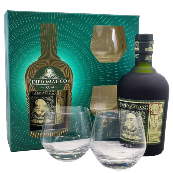 Diplomatico Exclusiva rum 2 db Old Fashioned pohárral  (0,7L | 40%)
