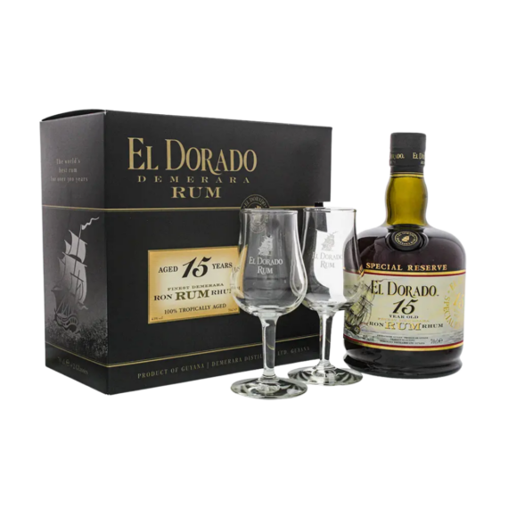 El Dorado 15 Years Rum (Díszdoboz + 2 Pohár) (0,7L|43%)