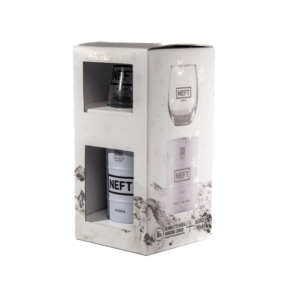 NEFT Vodka 0,7l + 1 db pohár Díszdobozban