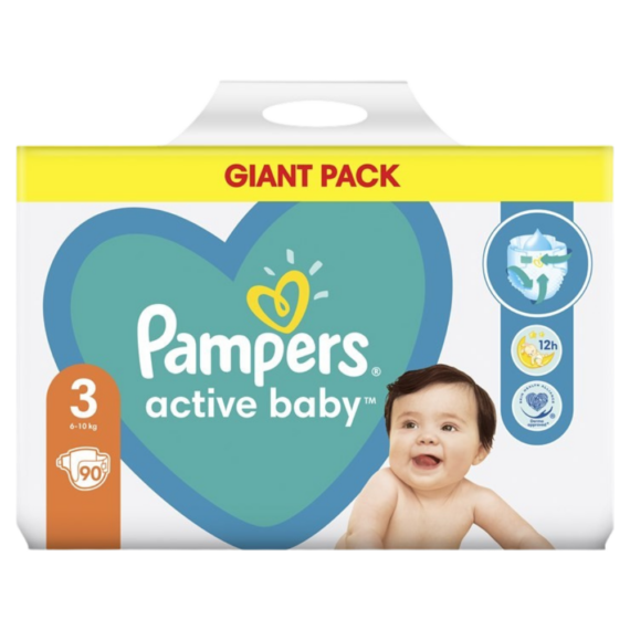 Pampers Active Baby-Dry 3, Midi 6-10 kg 90db