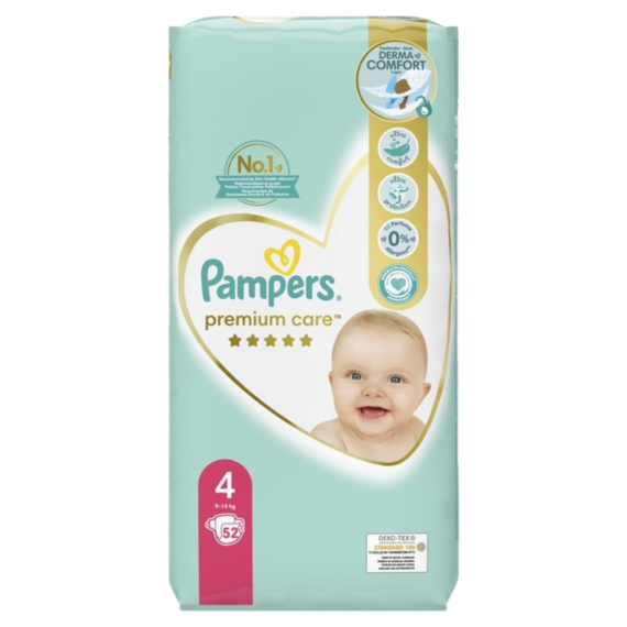 Pampers Premium Care 4, Maxi 9-14 kg 52db